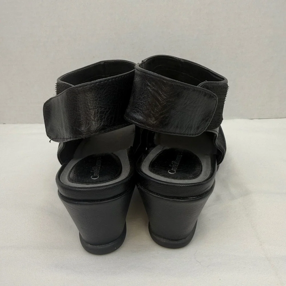 Croft & Barrow Animation Black Wedge Sandals Ortholite Pleated Womens 10 Med